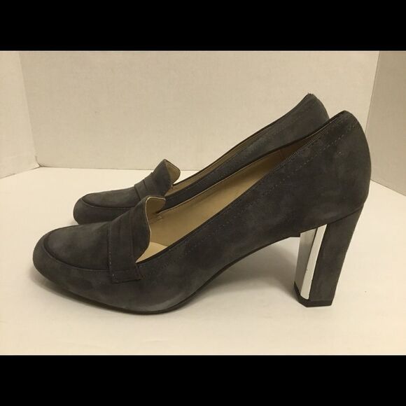 adrienne vittadini suede gray heels pezant Sz 9.5M - Picture 5 of 8